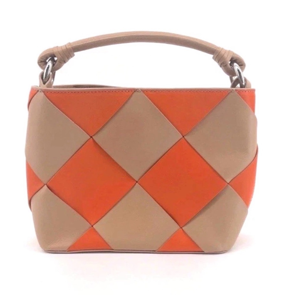 NEW & Other Stories Braided‎ Leather Bucket Shoulder Bag Orange and Tan